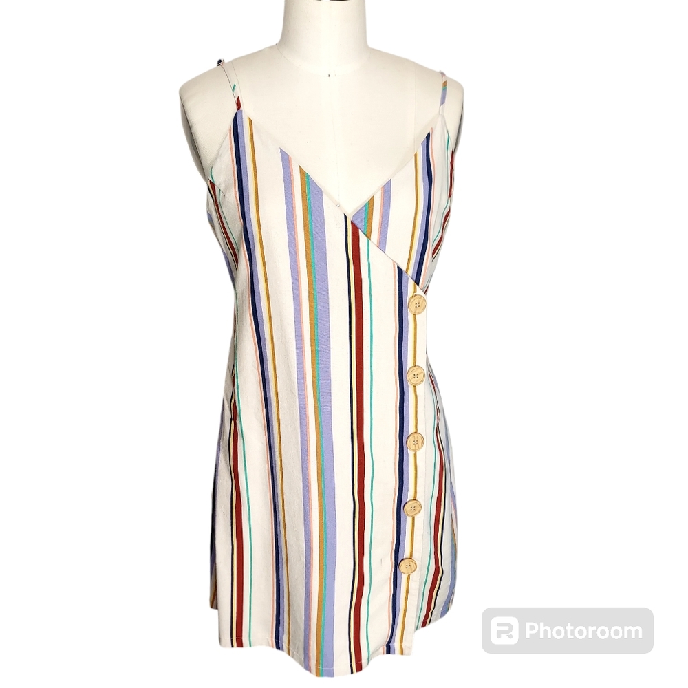 Striped Wrap Mini Dress